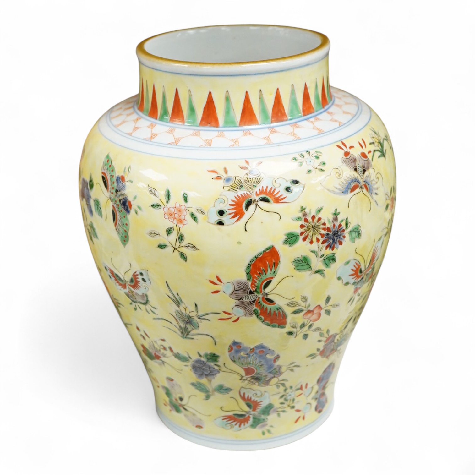 A Chinese yellow ground baluster vase, 26cm high